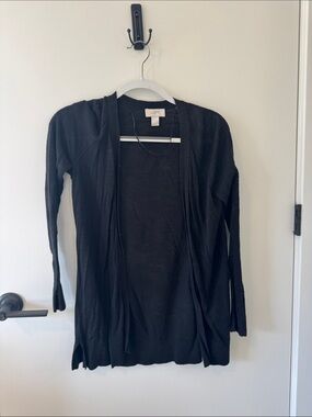 LOFT Black Open-Front Lightweight Cardigan